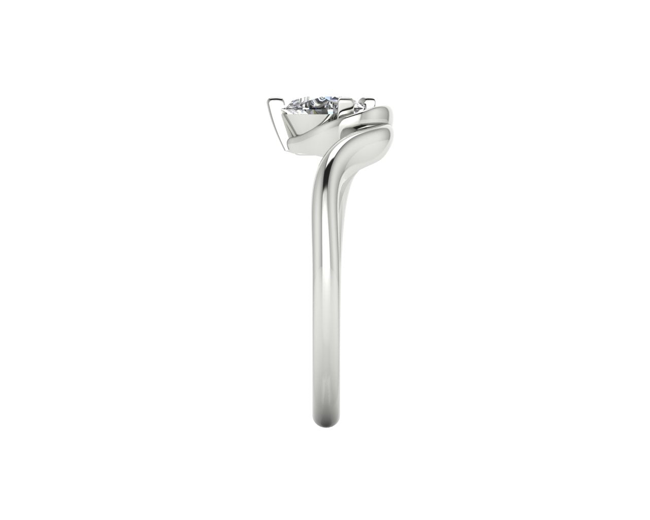 Enchanted Pear Shaped Lab Grown Diamond Asymmetrical Solitaire Engagement Ring in Platinum or 18ct White Gold