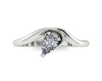 Enchanted Pear Shaped Diamond Asymmetrical Solitaire Engagement Ring in Platinum or 18ct White Gold
