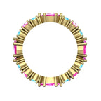 Architectural yellow gold setting of the Fire & Ice eternity ring.
