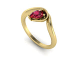 Enchanted Pear Shaped Solitaire Ruby Asymmetrical Yellow Gold Ring