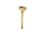 Enchanted Pear Shaped Solitaire Ruby Asymmetrical Yellow Gold Ring