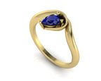 Enchanted Pear Shaped Solitaire Sapphire Asymmetrical Yellow Gold Ring