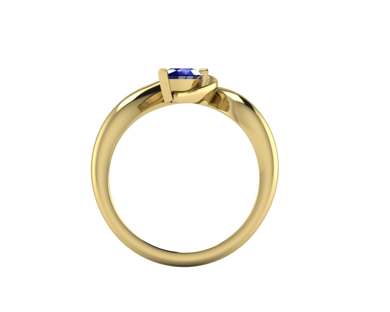 Enchanted Pear Shaped Solitaire Sapphire Asymmetrical Yellow Gold Ring