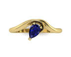 Enchanted Pear Shaped Solitaire Sapphire Asymmetrical Yellow Gold Ring