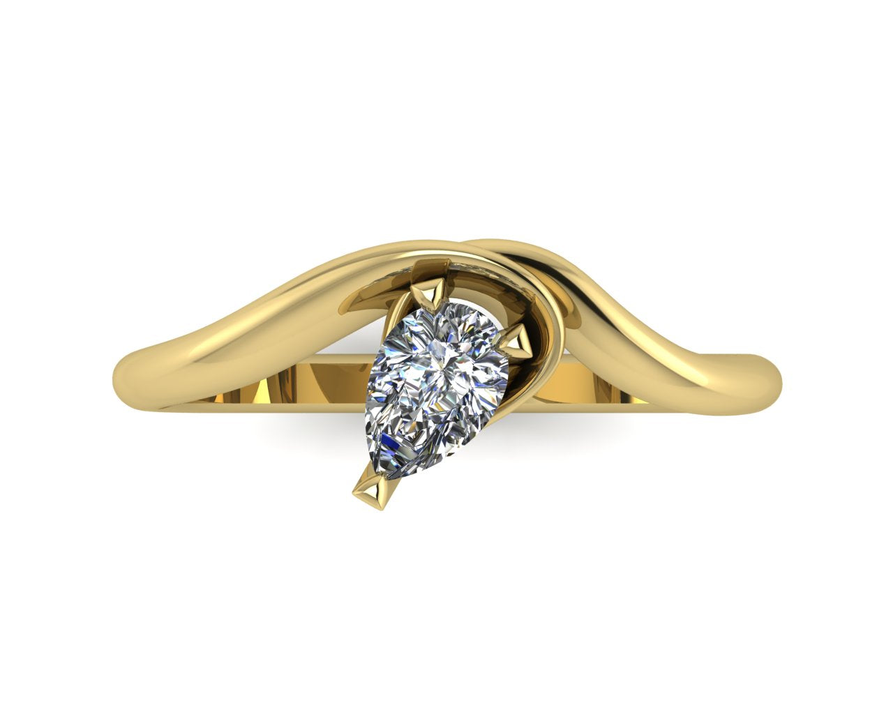 Enchanted Pear Shaped Lab Grown Diamond Asymmetrical Solitaire Engagement Ring in 18ct Yellow Gold